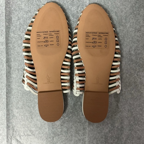 Pilcro for Anthropologie Tan and White Woven Mules - Picture 2 of 4